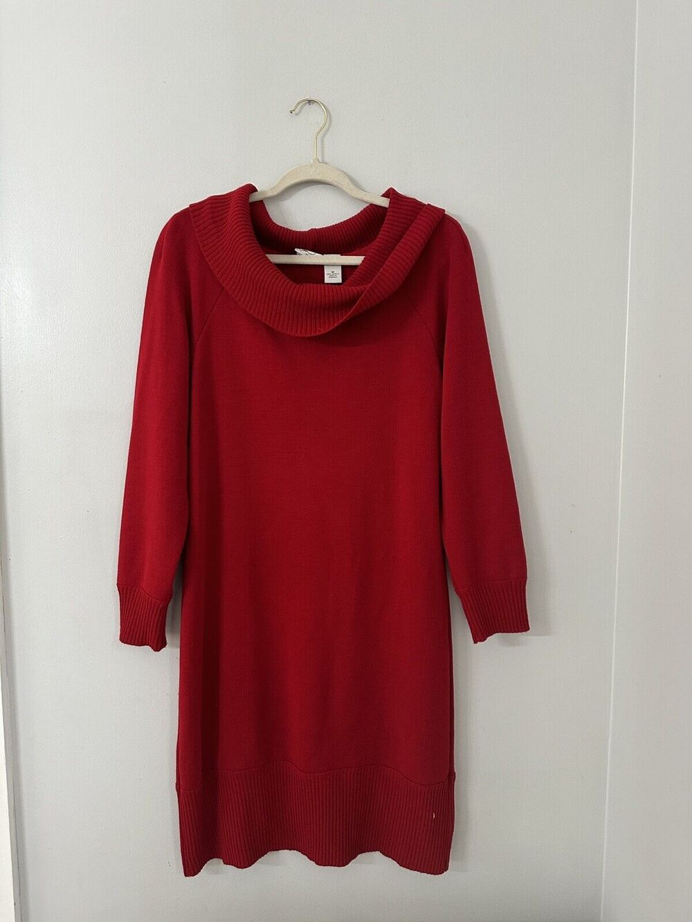 Kim Rogers Red Cowl Neck Long Sweater Dress Size Medium